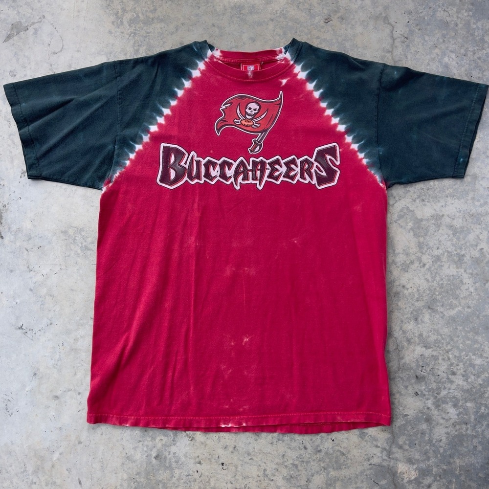 NFL Tampa Bay Buccaneers T-Shirt Mens XL Red Black Tie Dye Graphic Logo Tee